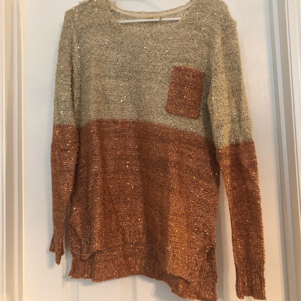 Two-tone Boutique Sweater with Sequins